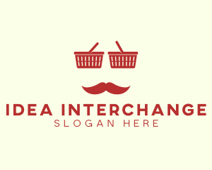 Shopper Man Mustache logo design