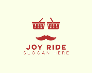 Shopper Man Mustache logo design