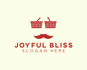 Shopper Man Mustache logo design