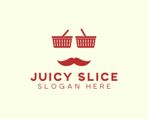 Shopper Man Mustache logo design