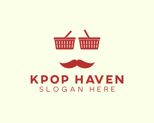 Shopper Man Mustache logo design