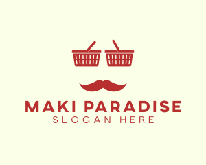 Shopper Man Mustache logo design