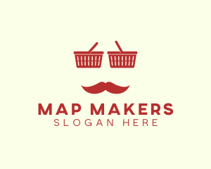 Shopper Man Mustache logo design