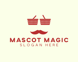 Shopper Man Mustache logo design