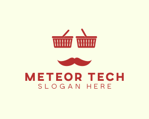 Shopper Man Mustache logo design