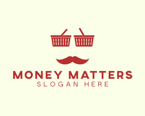 Shopper Man Mustache logo design