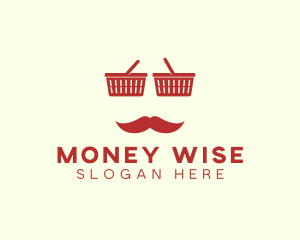 Shopper Man Mustache logo design