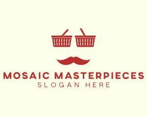 Shopper Man Mustache logo design