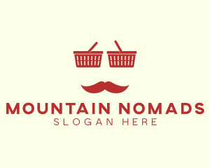 Shopper Man Mustache logo design