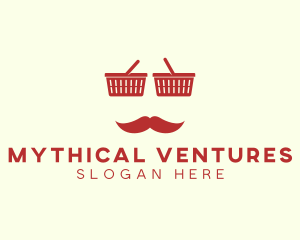 Shopper Man Mustache logo design