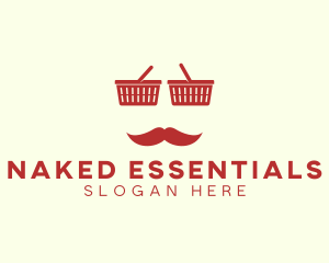 Shopper Man Mustache logo design