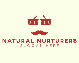 Shopper Man Mustache logo design