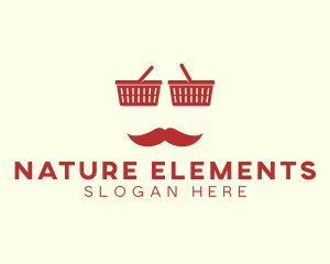 Shopper Man Mustache logo design