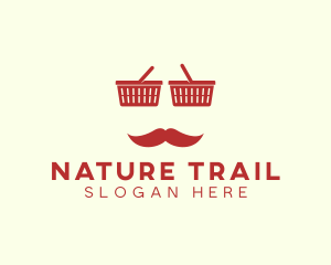 Shopper Man Mustache logo design