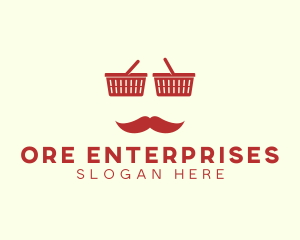 Shopper Man Mustache logo design