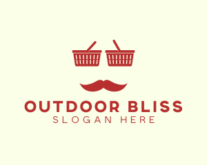 Shopper Man Mustache logo design