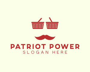 Shopper Man Mustache logo design