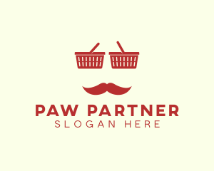 Shopper Man Mustache logo design