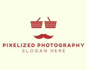 Shopper Man Mustache logo design