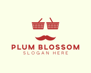 Shopper Man Mustache logo design