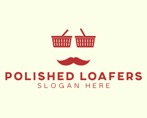 Shopper Man Mustache logo design