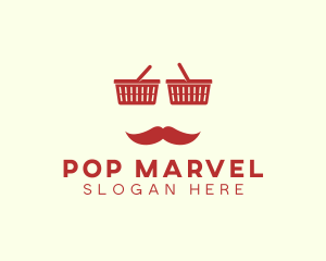 Shopper Man Mustache logo design