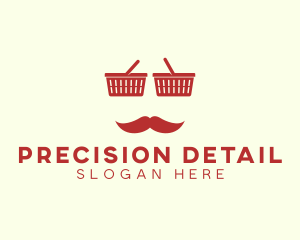 Shopper Man Mustache logo design