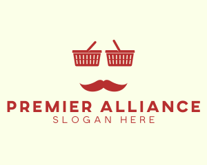 Shopper Man Mustache logo design