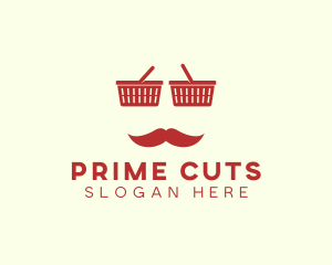 Shopper Man Mustache logo design