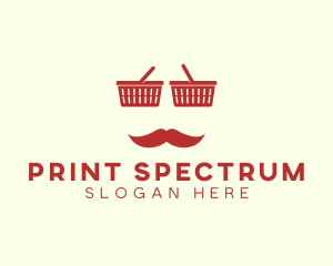 Shopper Man Mustache logo design