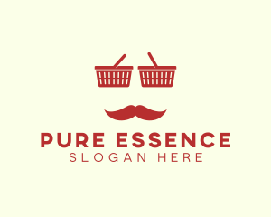 Shopper Man Mustache logo design