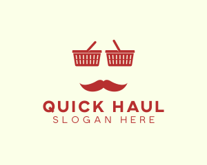 Shopper Man Mustache logo design