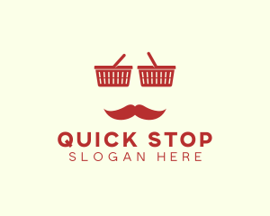 Shopper Man Mustache logo design