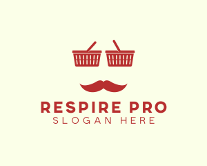 Shopper Man Mustache logo design