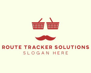 Shopper Man Mustache logo design