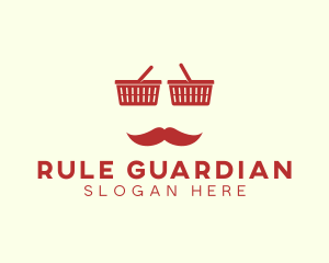 Shopper Man Mustache logo design