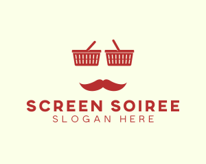 Shopper Man Mustache logo design