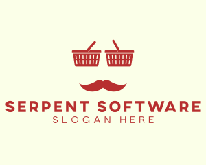 Shopper Man Mustache logo design