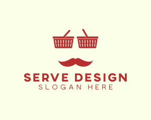 Shopper Man Mustache logo design