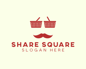 Shopper Man Mustache logo design