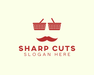 Shopper Man Mustache logo design