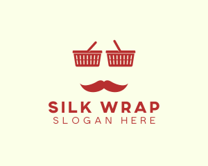 Shopper Man Mustache logo design