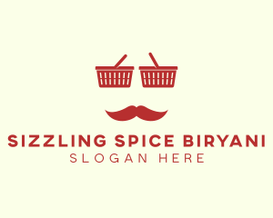 Shopper Man Mustache logo design