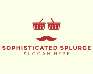 Shopper Man Mustache logo design