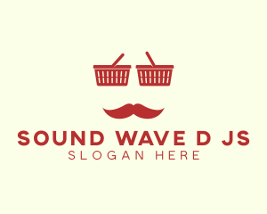 Shopper Man Mustache logo design