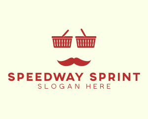 Shopper Man Mustache logo design