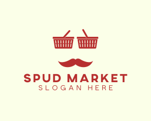 Shopper Man Mustache logo design