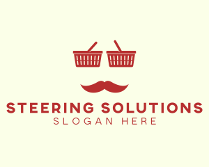 Shopper Man Mustache logo design