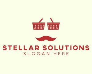 Shopper Man Mustache logo design