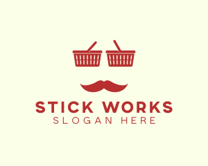 Shopper Man Mustache logo design